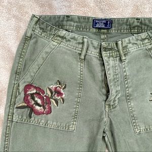 A&F Embroidered khaki mid rise pants